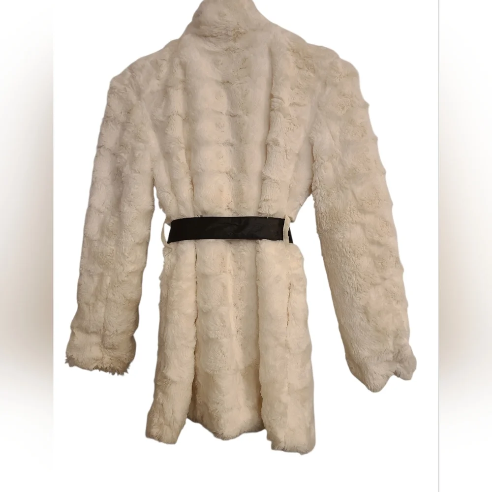 Candie's Coat Faux Rabbit‎ Fur Lined Optional Belt Girl's Medium
